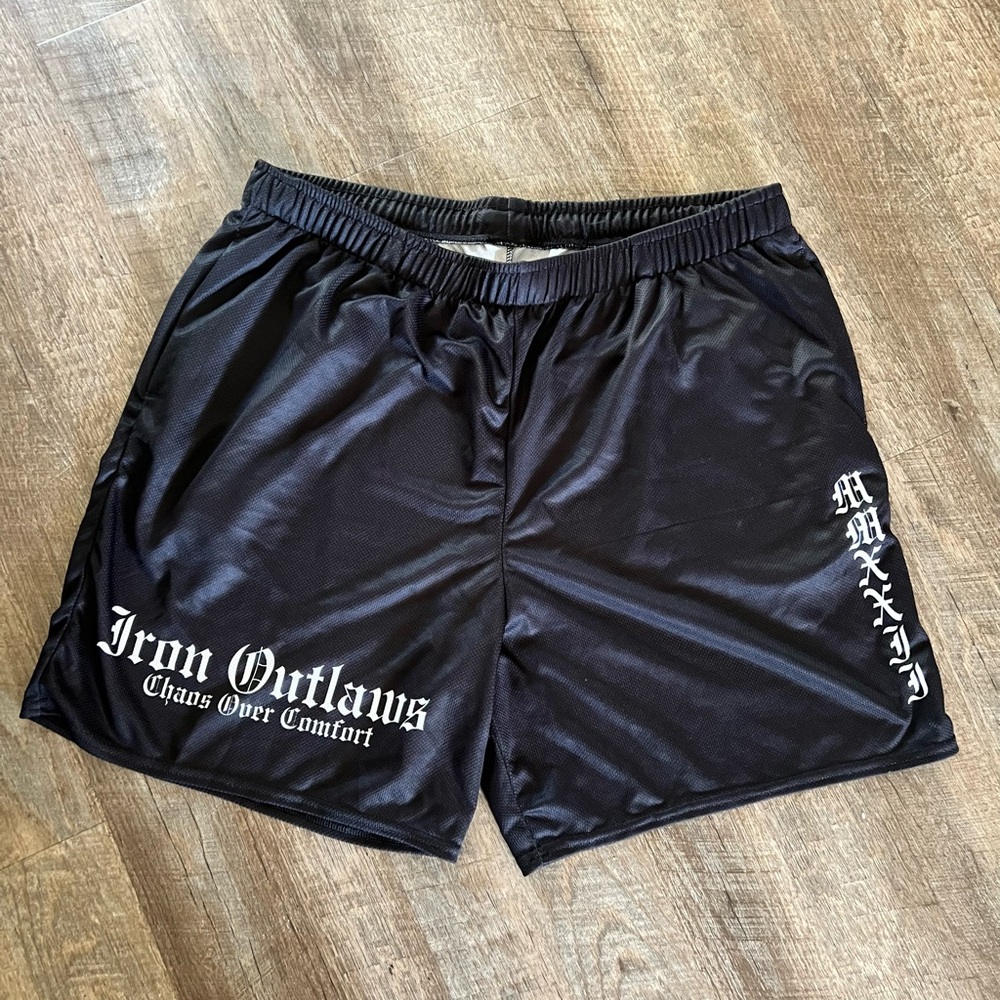 Iron Outlaws Black Athletic Shorts with Elastic Waistband